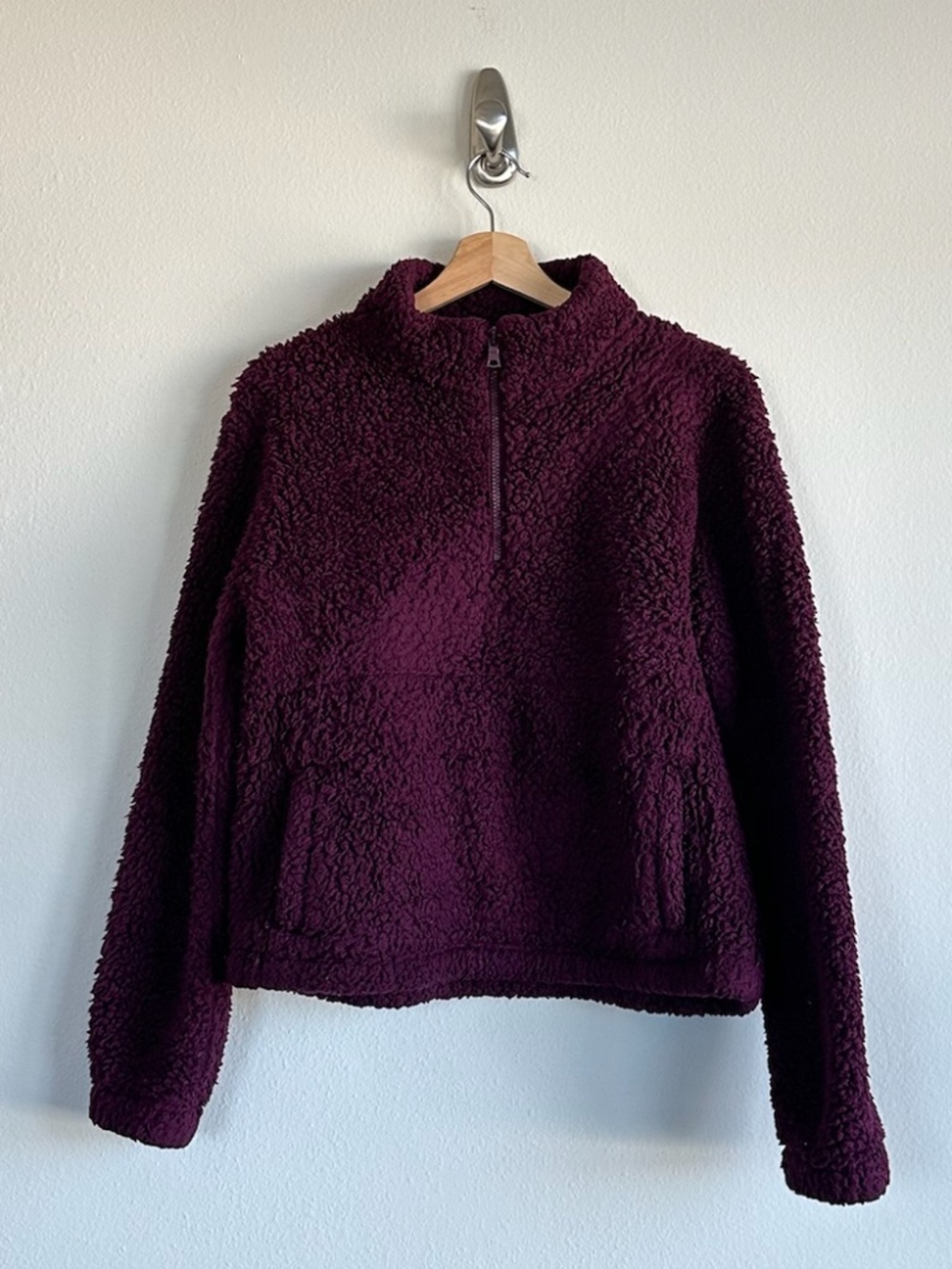 Gap Maroon 3/4 Zip Sherpa Pullover Sweater  Size Women's Small